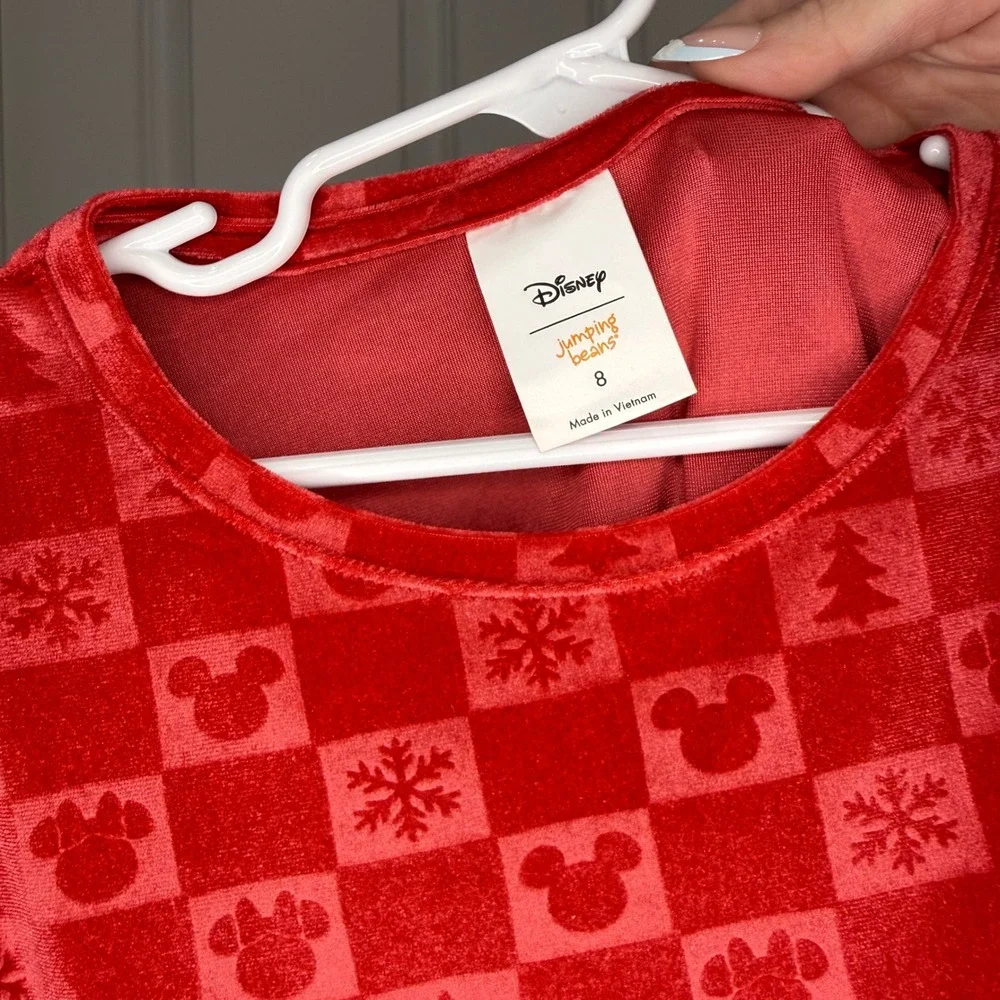 Disney Jumping Beans Girls Red‎ Velvet Mickey Mouse Tulle Holiday Dress Size 8